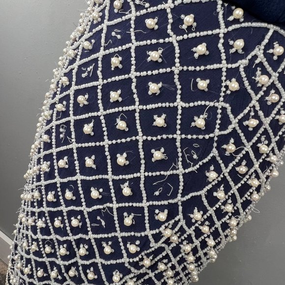 NBD Revolve Best Mistake Dress size S Navy Blue Beaded Mini Sleeveless - Picture 8 of 10